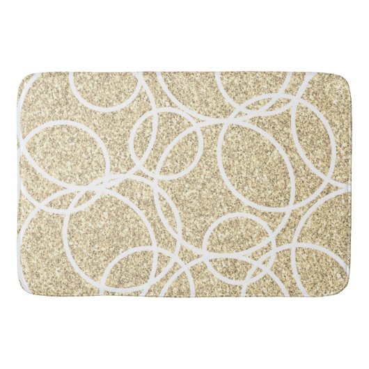 Tapis De Bain Cercles blancs géométriques Parties scintillant or (Devant)