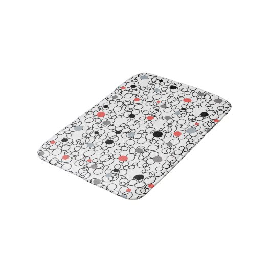 Tapis De Bain Cercles blancs noirs coralliens, points (Angle)