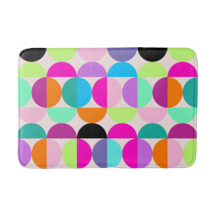 Tapis De Bain Cercles colorés Motif géométrique milieu du siècle