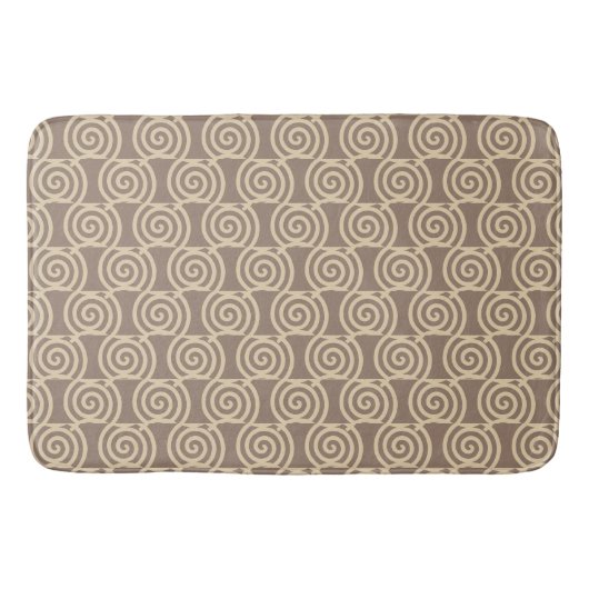Tapis De Bain Cercles de spirale abstraits sur fond beige (Devant)