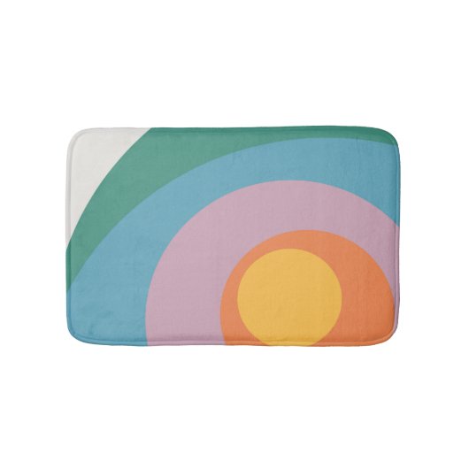 Tapis De Bain Cercles de style rétro multicolore (Devant)