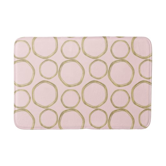 Tapis De Bain Cercles dorés et bagues roses modernes tendance (Devant)