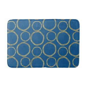 Tapis De Bain Cercles dorés et bleu vif moderne tendance