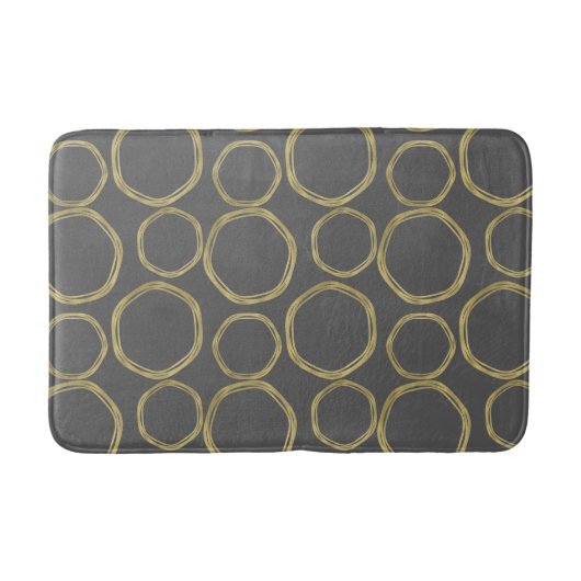 Tapis De Bain Cercles dorés et gris moderne tendance (Devant)