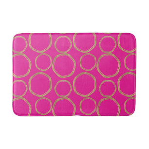 Tapis De Bain Cercles dorés et rose vif chaud tendance moderne