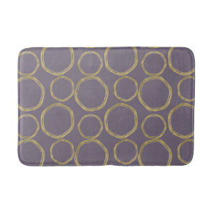 Tapis De Bain Cercles dorés et taupe rustique Violet Moderne Ten