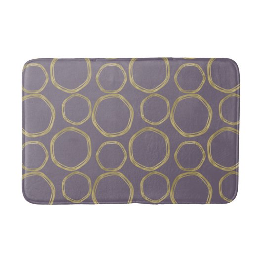 Tapis De Bain Cercles dorés et Taupe rustique Violet Moderne Ten (Devant)