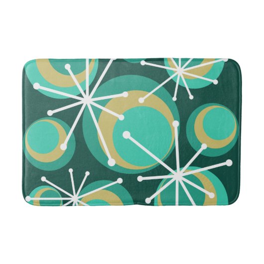 Tapis De Bain Cercles du milieu du siècle démarre Turquoise (Devant)