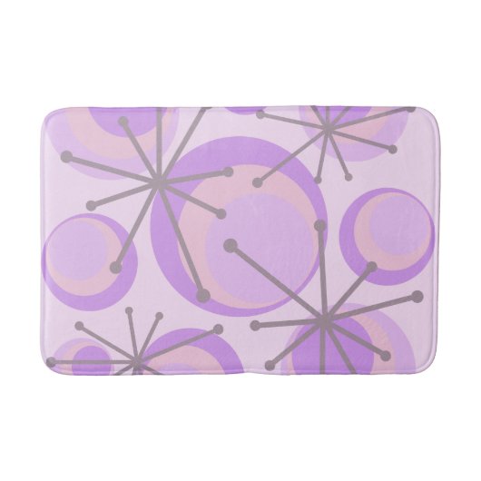 Tapis De Bain Cercles du milieu du siècle Starburts Lavender (Devant)
