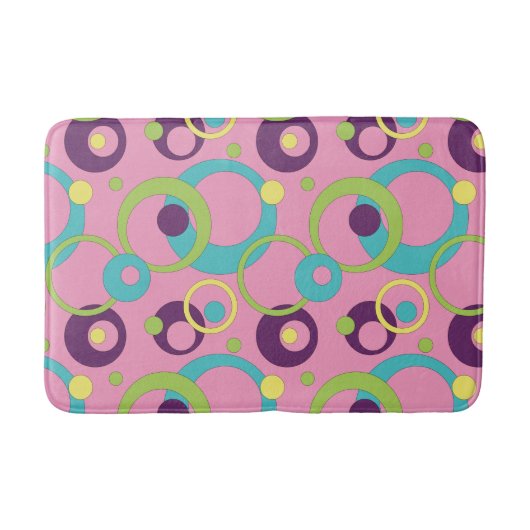 Tapis de Bain Cercles Roses Funky (Devant)