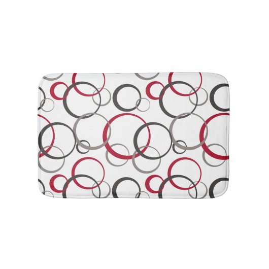 Tapis De Bain Cercles rouges gris blanc (Devant)