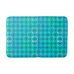 Tapis De Bain Cercles, turquoise et aqua modernes de la moitié