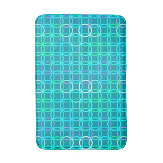 Tapis De Bain Cercles, turquoise et aqua modernes de la moitié (Devant (Vertical))