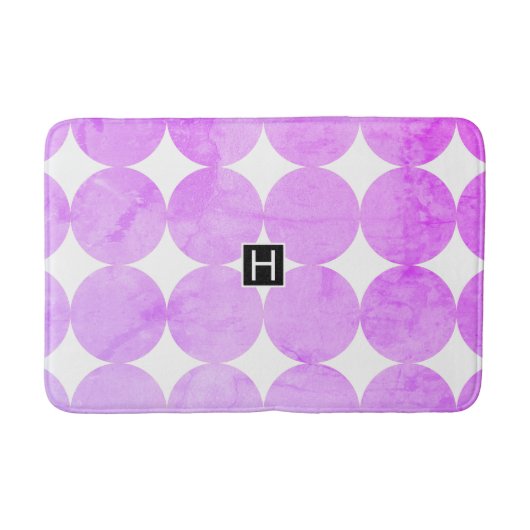 Tapis De Bain Cercles violets modernes | Monogramme (Devant)