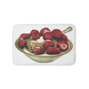 Tapis De Bain Céréales de petit-déjeuner sain vintage fraises