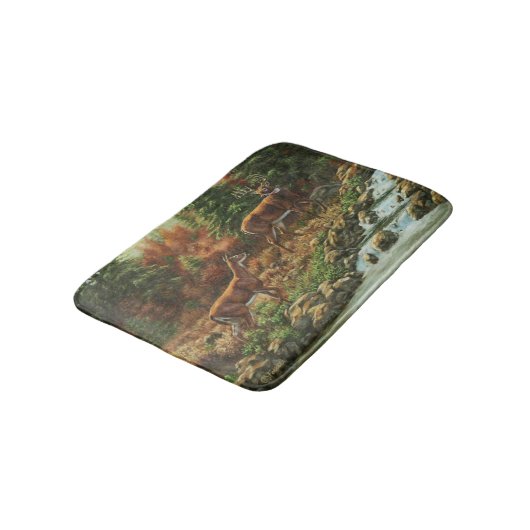 Tapis De Bain Cerf blanc et cascade (Angle)