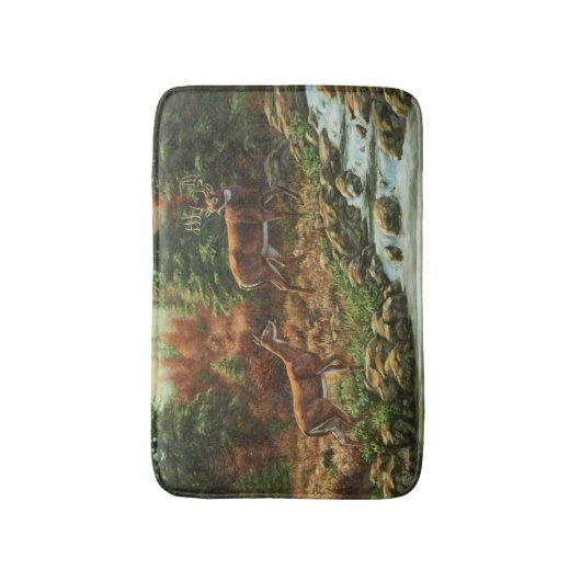Tapis De Bain Cerf blanc et cascade (Devant (Vertical))