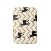 Tapis De Bain Cerf noir, motif texturé or. (Devant (Vertical))