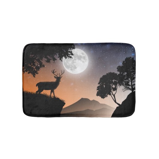 Tapis De Bain Cerf sous la lune orange (Devant)