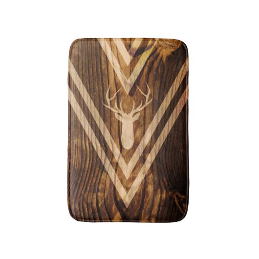 Tapis De Bain Cerfs communs de Boho sur le bois rustique (Devant (Vertical))