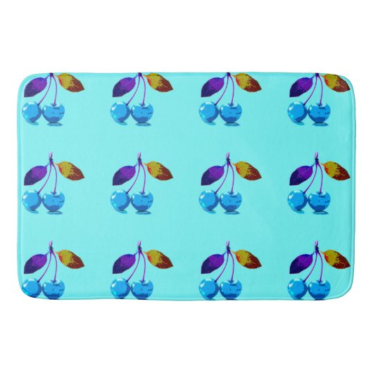 Tapis De Bain Cerises bleues vives (Devant)
