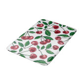 Tapis De Bain Cerises rouges sur blanc (Angle)
