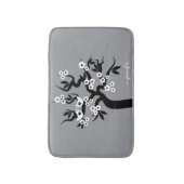 Tapis De Bain Cerisier noir, blanc inséparable, fleurs gris (Devant (Vertical))