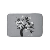 Tapis De Bain Cerisier noir, blanc inséparable, fleurs gris (Devant)