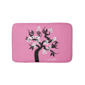 Tapis De Bain Cerisier noir, inséparables blancs, fleurs rose (Devant)
