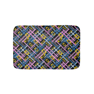 Tapis De Bain Chaîne rectangulaire de couleurs vives géométrique