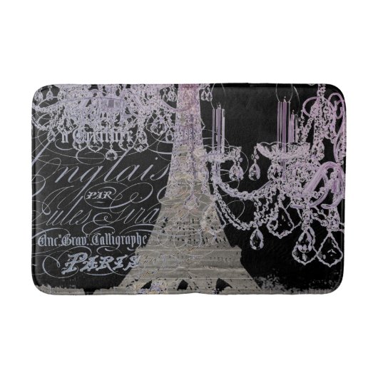 Tapis De Bain chalkboard scripts chandelier paris eiffel tower (Devant)