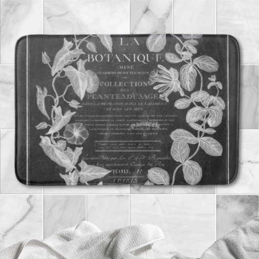 Tapis De Bain chalkboard scripts d'art botanique français lierre