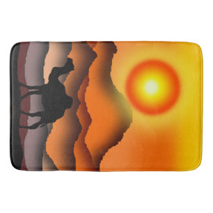 Tapis De Bain Chameau du désert du coucher du soleil Mat de bain