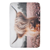 Tapis De Bain Champ de Fleur sauvage écossais Highland Cow (devant Vertical)