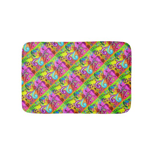 Tapis De Bain champignons psychédéliques super hippie (Devant)