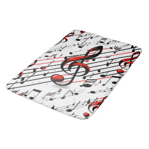 Tapis De Bain Chaos Musical Classique Rouge Noir et Blanc