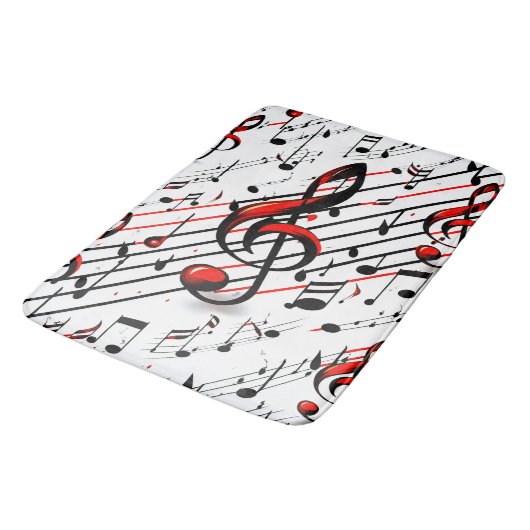 Tapis De Bain Chaos musical classique Rouge Noir et Blanc (Angle)