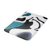 Tapis De Bain Charge de profondeur : noir, blanc et bleu Abstrai (Angle)