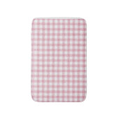 Tapis De Bain Charme Gingham Rose et Blanc Velouté (Devant (Vertical))