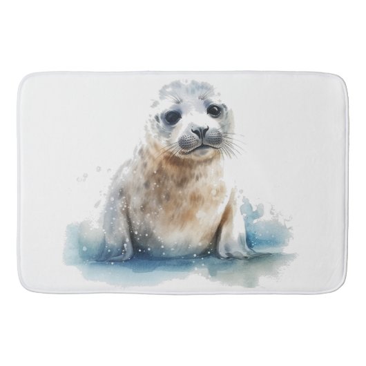 Tapis De Bain Charming Aquarelle Sceau Pup (Devant)