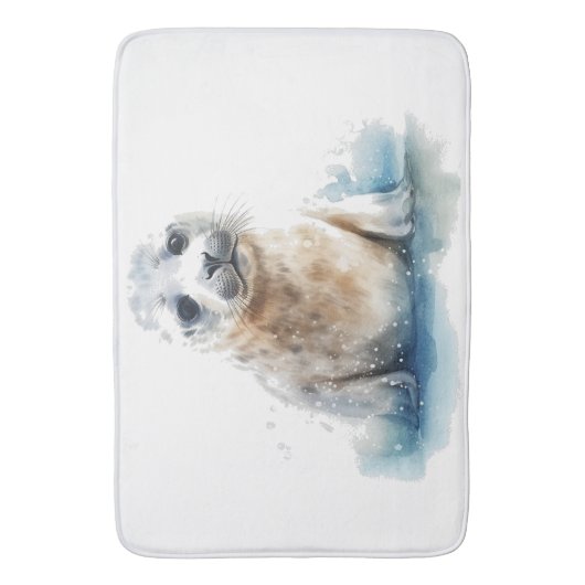 Tapis De Bain Charming Aquarelle Sceau Pup (devant Vertical)