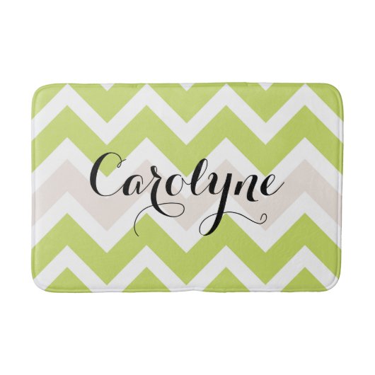 Tapis De Bain Chartreuse Chevron Motif personnalisé (Devant)