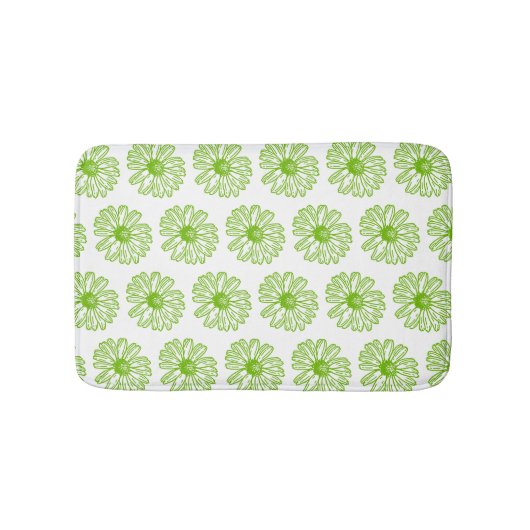Tapis De Bain Chartreuse Green Daisy Print, Hippie Flower Print (Devant)