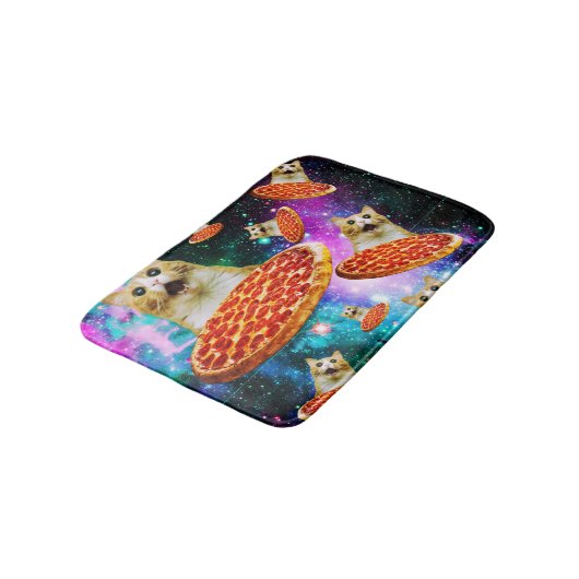 Tapis De Bain Chat à pizza de l'espace amusant (Angle)