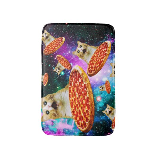 Tapis De Bain Chat à pizza de l'espace amusant (Devant (Vertical))