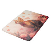 Tapis De Bain Chat abyssin avec des roses - Saint-Valentin (Angle)