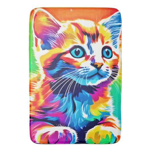 Tapis De Bain Chat Arc-en-Ciel Rêves (devant Vertical)