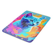 Tapis De Bain Chat au Néon Bleu en Splatter (Angle)