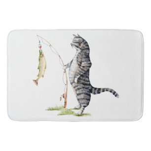 Tapis De Bain Chat avec poisson