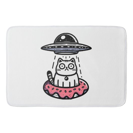 Tapis De Bain Chat beignet OVNI (Devant)